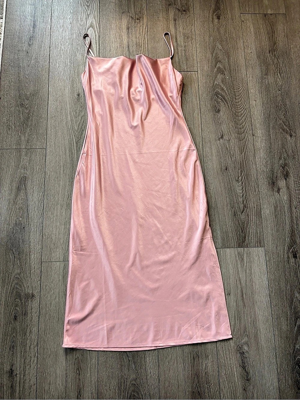 Lovely Day Pink Satin-Style Midi Dress Size Small Like New
